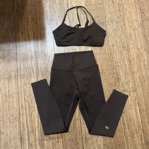 Alo espresso Leggings and Sports Bra Set
